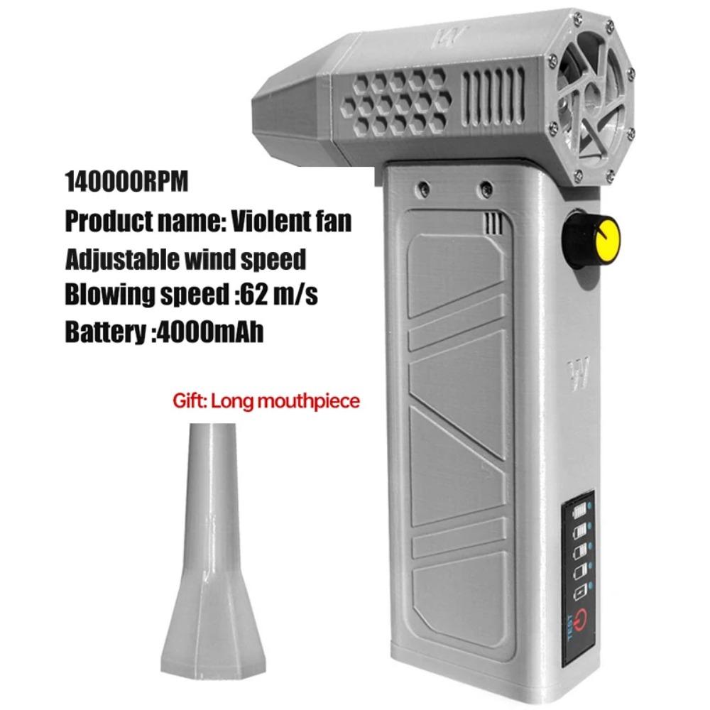 1PC Turbojet Fan Brushless Motor Handheld Duct Fan 52M/S Portable C-type Charging with Power Display Vent