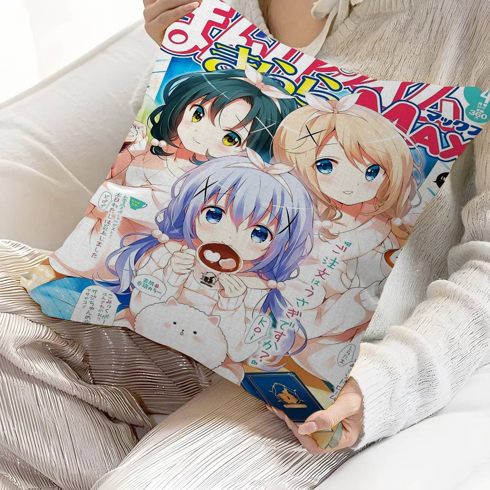 Anime Is The Order A Rabbit Pillow Gift Home Office Decoration Pillow Bedroom Sofa Car Cushion CoverPillow Case