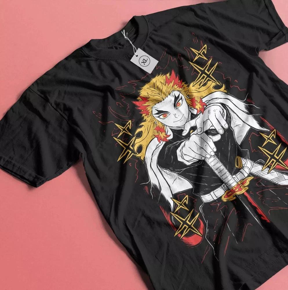 Kyojuro Rengoku TShirt Vintage Anime Unisexga Horror Gift Shirt Black