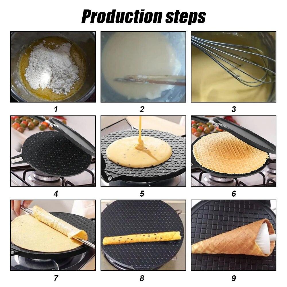 Egg Roll Baking Pan Ice Cream Cone Maker Bakeware Waffles for The Baking Pan Cake Non-Stick Omelet Mold