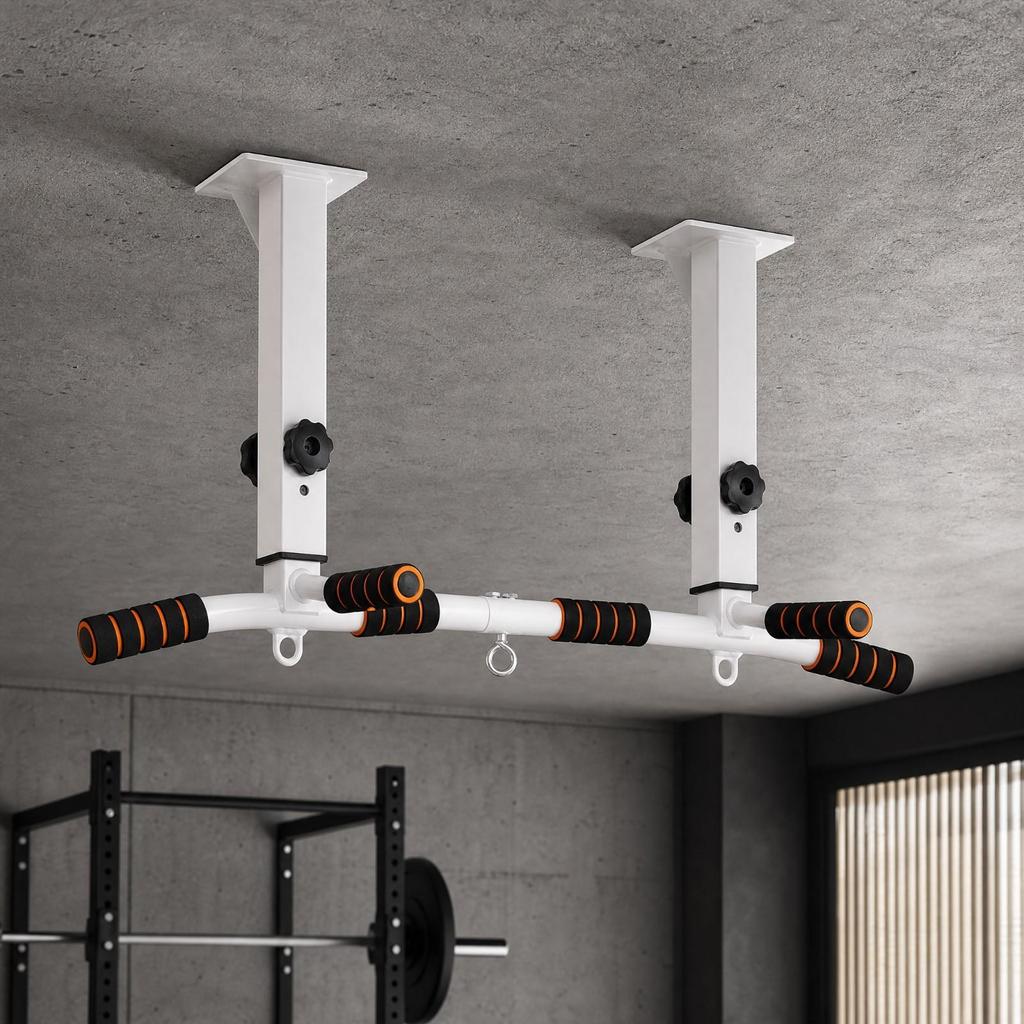 Adjustable Ceiling Pull-up Bar with Padded Grips Multifunctional Ceiling-Mounted