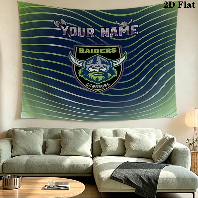 Custom Name Canberra Raiders Printed Tapestry – Wall Hanging for Bedrooms, Dorms, and Home Decor
