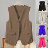 Women Single Breasted Sleeveless Vest Open Front Office Work Blazer Casual V