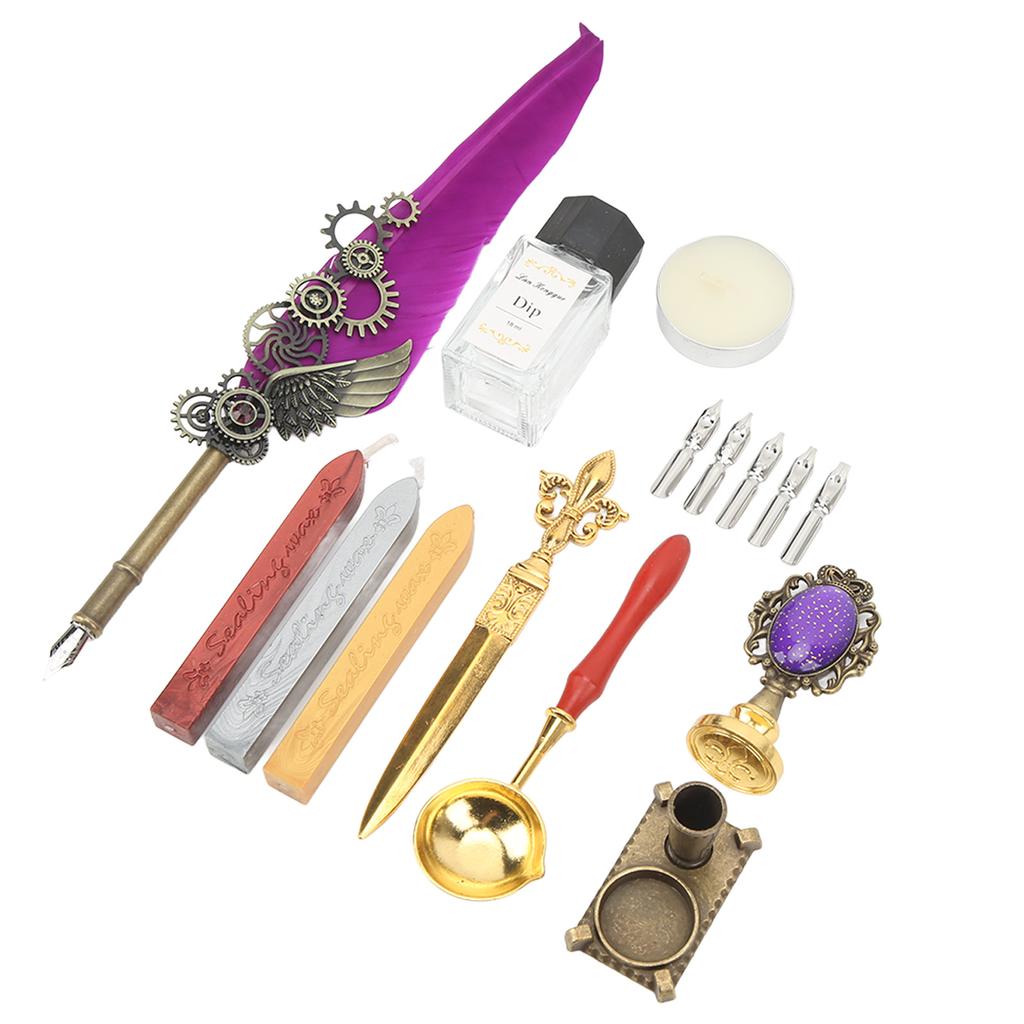  Набор ручек Vintage Dip Quill Pen Gift Set с 5 перьями для письма рисования практики Cal