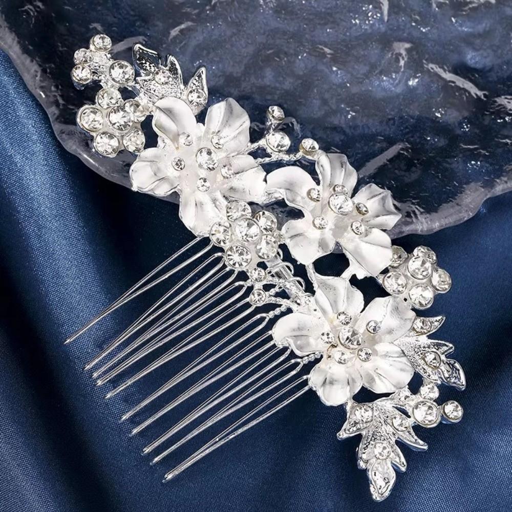 Rhinestone Flower Hairpin Sparkling Hair Accessories Bride's Hair Comb  Party Exquisite Headdress