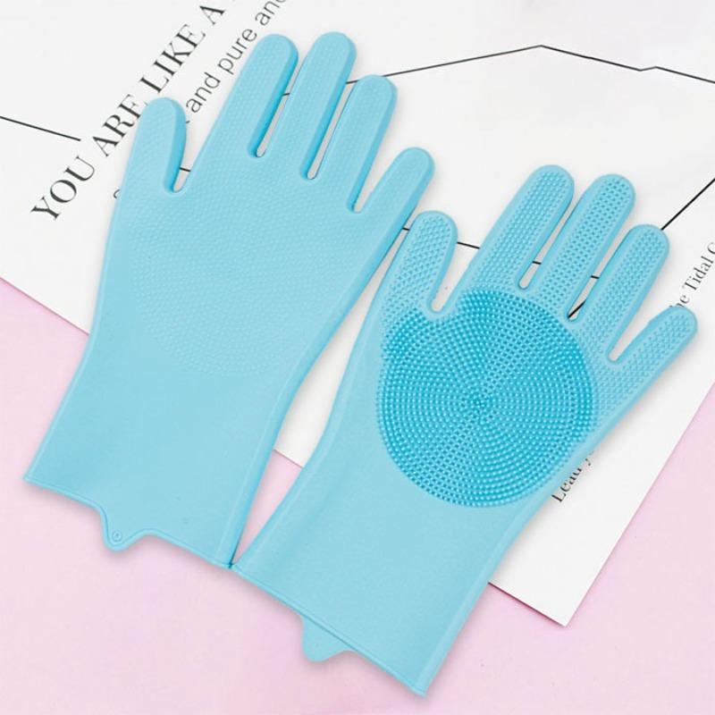 1Pair Multifunctional Silicone Cleaning Gloves Suitable for All Seasons,kitchen Cleaning,anti Slip,good Helper Household Chores