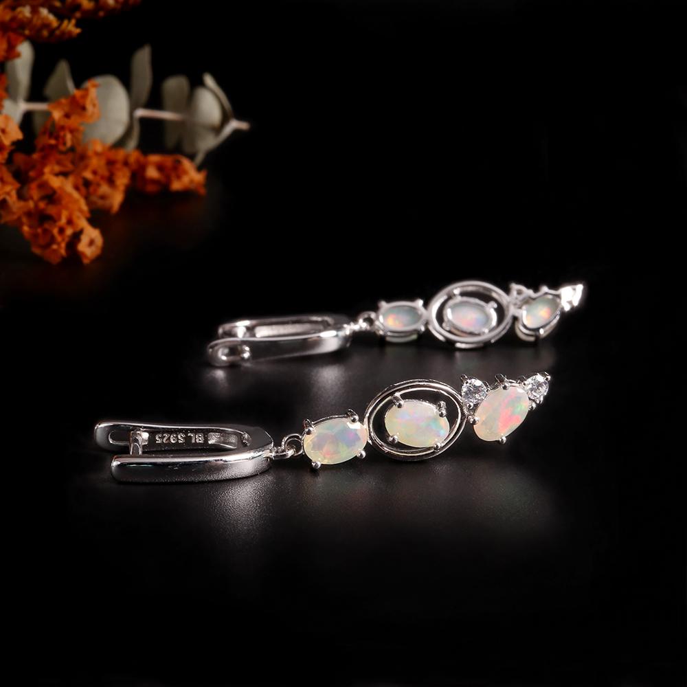 Элегантные ювелирные изделия из серебра 925 пробы с натуральным опалом, камнем, рожденным в октябре, в комплекте с серьгами для женщин и девочек, в подарок на банкет и день рождения