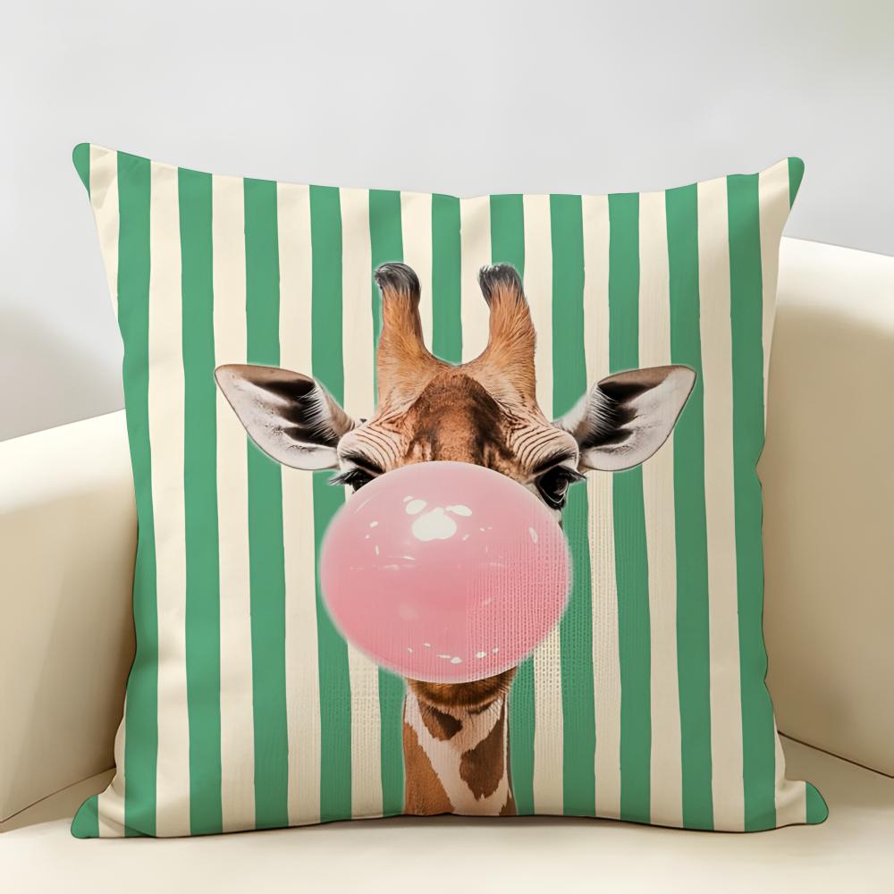 Summer Simple Animals Dog Cushion Cover Natural Linen Organic Fabric DoubleSided Printing Room Sofa Decor Pillow Case
