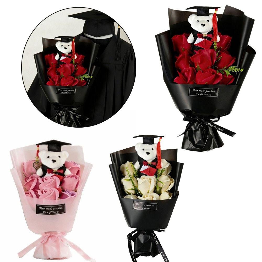 Bear Animal Bear Graduation Bouquet Lovely Bow Tie Bear Plush Bouquet Decoration Birthday Party