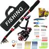 Новый комбинированный набор удочки и катушки из стекловолокна 5.5:1 вращающаяся катушка 1,8 м, удочка, наживка, крючок, портативная сумка для аксессуаров
