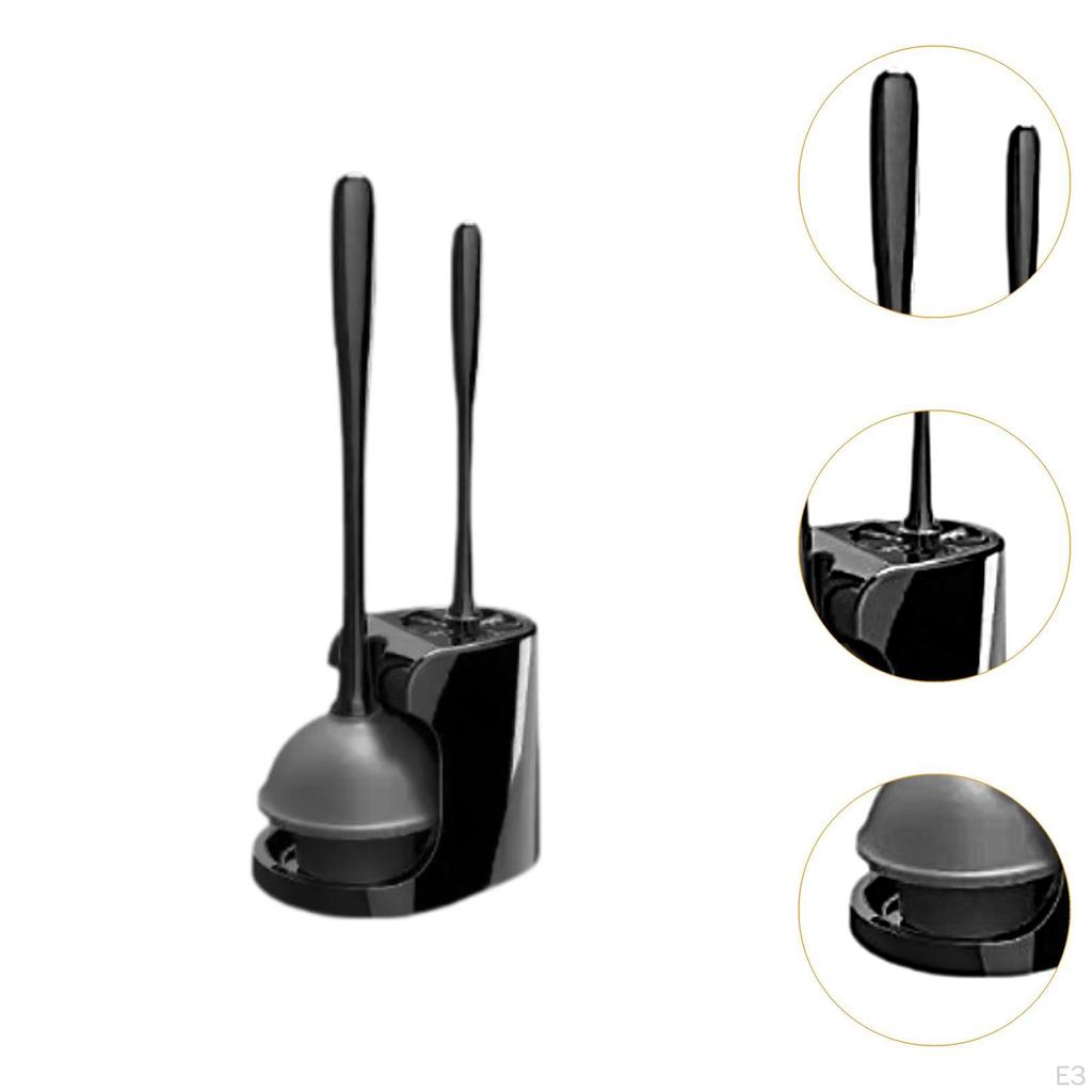Bathroom Cleaning Toilet Brush Holder Set Dripproof Brush, Plunger, Base