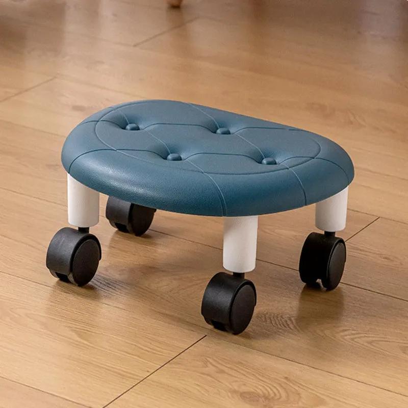 Низкий табурет из искусственной кожи, современный и простой, для садоводства, универсальный пластиковый табурет на колесах для дома, гостиной, небольшой табурет