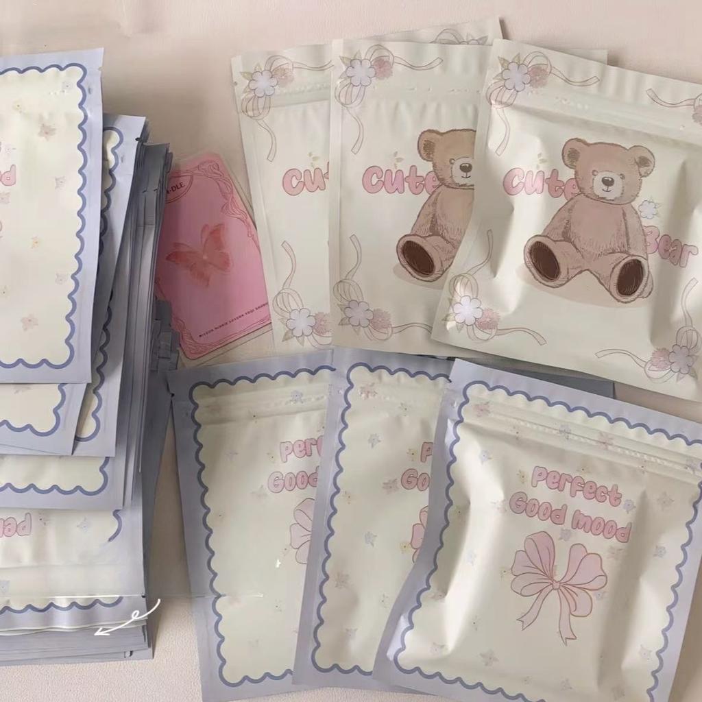 20 шт., симпатичная фея-медведь, бант, матовая сумка-молния, подарки для девочек, упаковка для фотокарточек Kpop, самодельная слепая сумка, материал для девочек, органайзер для стола