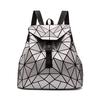Female Backpack Girl Student School Bag Holographic Laser Geometry Travel Bag Designer Woman's Backpack