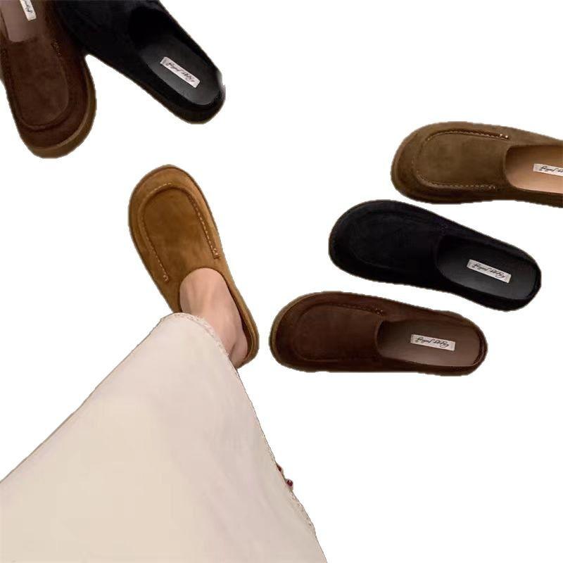 Minimalist Flat-soled Slippers Comfortable Round Head Casual Small Leather Shoes Versatile Single Shoes Women's New Platform Shoes