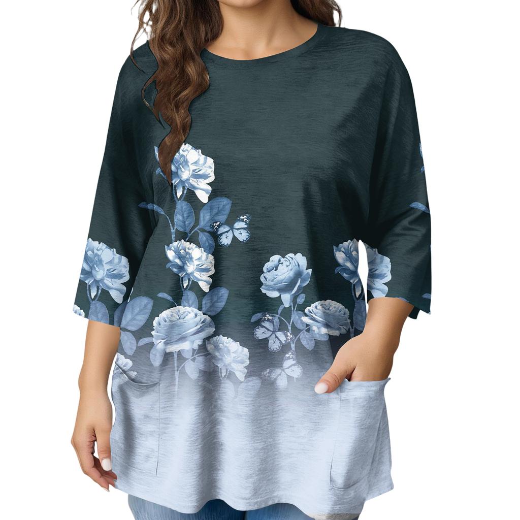 Женская модная блузка большого размера с принтом и коротким рукавом для элегантных поездок на работу и повседневной носки