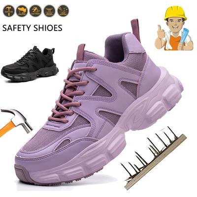 Женская защитная обувь со стальным носком. Прочные рабочие кроссовки. Легкая рабочая обувь. Строительная противоударная противоударная женская защитная рабочая обувь.
