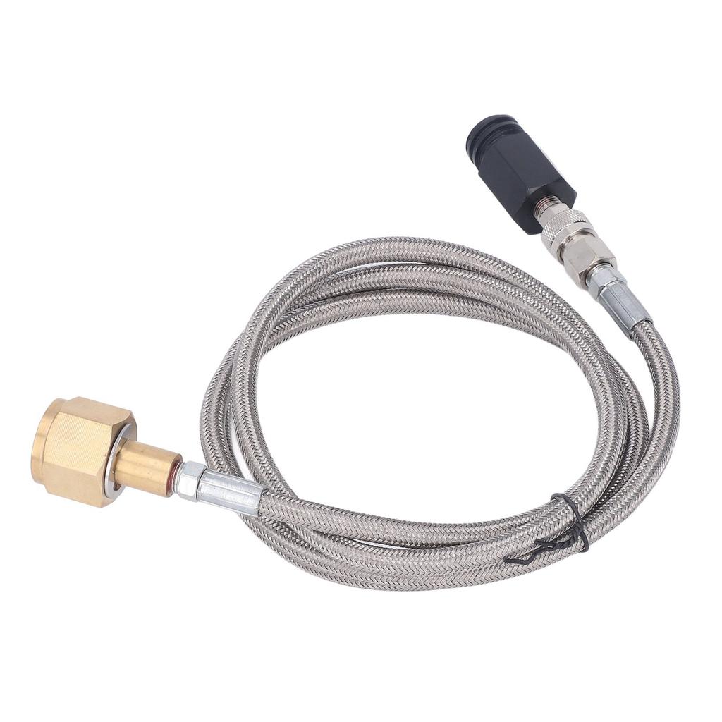 Soda Refill Adapter CO2 Cylinder Cartridge Fill Tank Connector with 60in Hose CGA320 Stainless Steel Hose