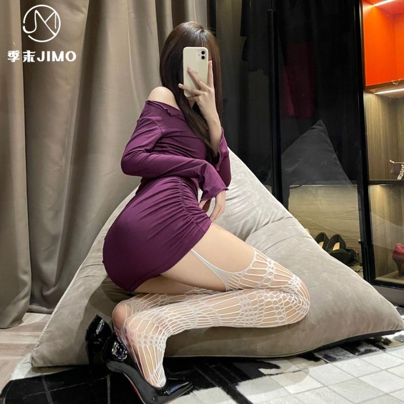 Сексуальное нижнее белье черная сетка интегрированные чулки с подвязками темные пустые чулки с подвязками ультратонкие длинные гольфы до колена чулки с подвязками женские