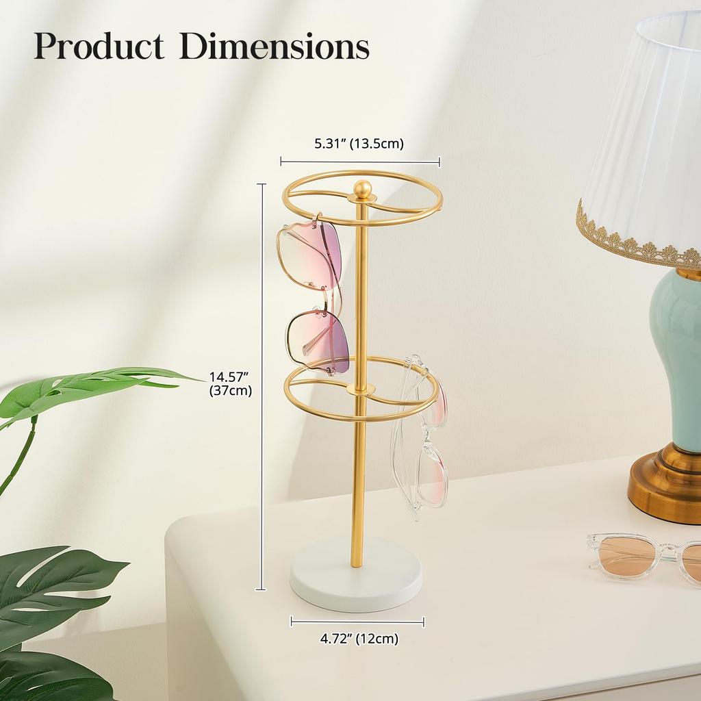 Lolalet Sunglasses Eyeglass Display Eyeglass Storage Holds Up To 24 Pairs of Glasses Stand, Stand, Holder, Double-Tier Rack,
