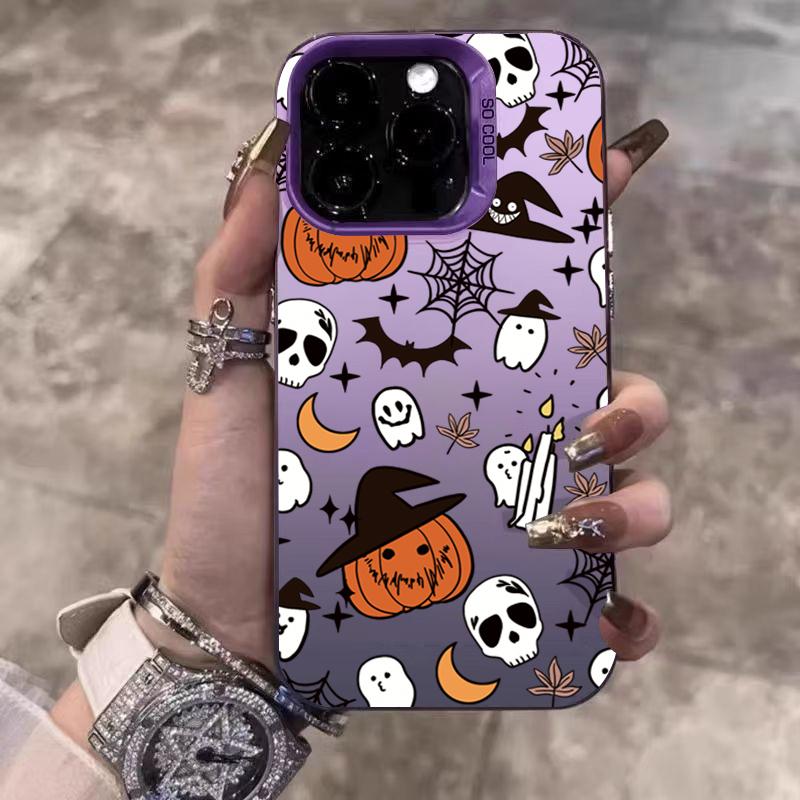 Чехол для телефона Halloween Тыква Призрак Гальваническое покрытие Серебро IMD Для iPhone 17 Pro Max 16 15 14 13 12 11 16E 7 8 Plus X XS XR