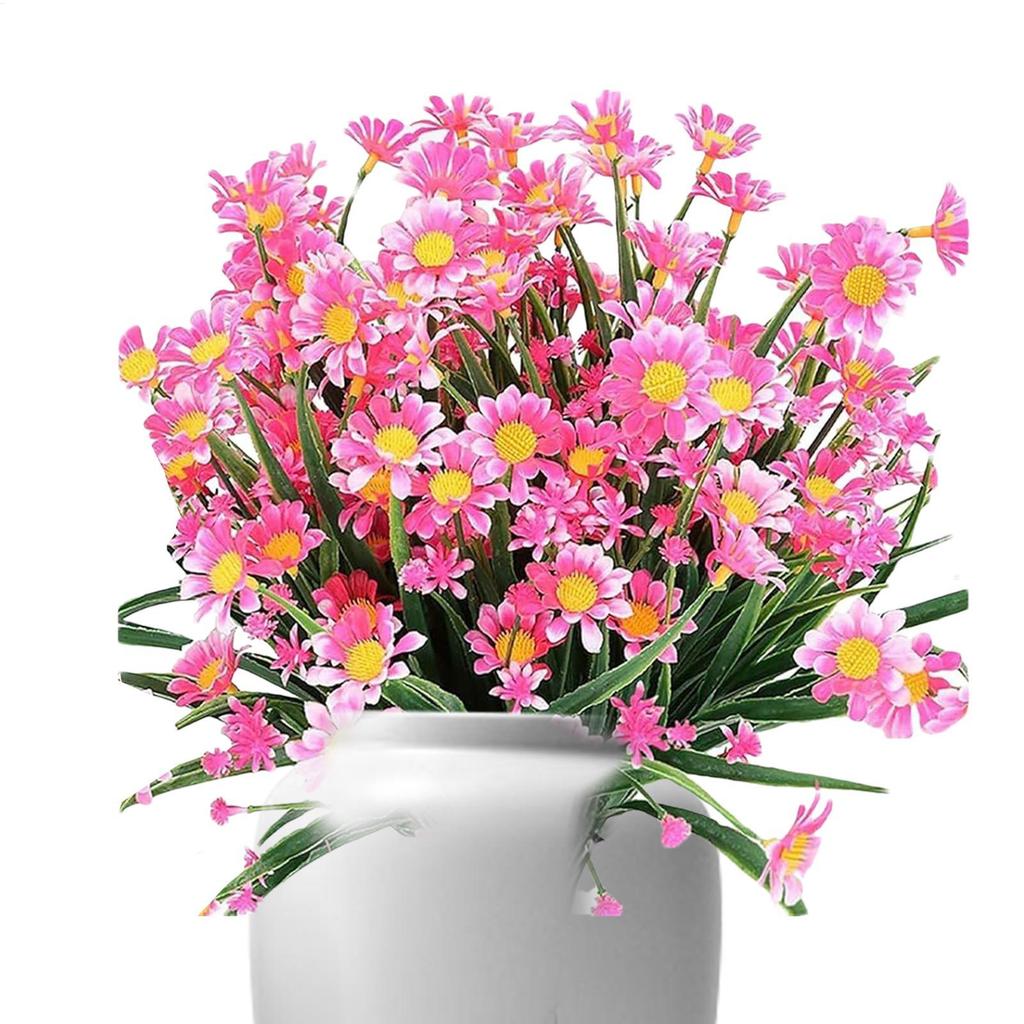 Искусственные маргаритки Поддельные цветы Устойчивые к УФ-лучам кустарники, Подвесные растения Сад Веранда Дом Свадьба Фермерский дом Декор Цветы маргаритки