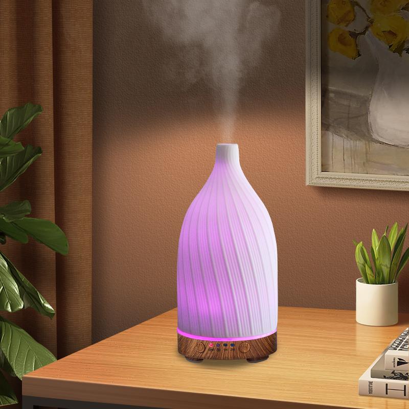 Essential Oil Diffuser White Ceramic Humidifier 100ml Timing with Night Light Auto Off Home Office Humidifier Scent Diffusers