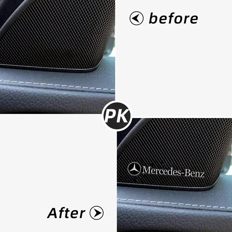 VJQOS1 Car Sticker 4/10pcs 3D aluminum speaker stereo speaker badge emblem Sticker for Mercedes Benz B/C/E/S Class A Class C200L GLC GL