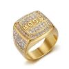 Кольца для мужчин в стиле хип-хоп Bling Iced Out из нержавеющей стали BOSS, ювелирные изделия в стиле рэпера золотого и серебряного цвета, прямая поставка