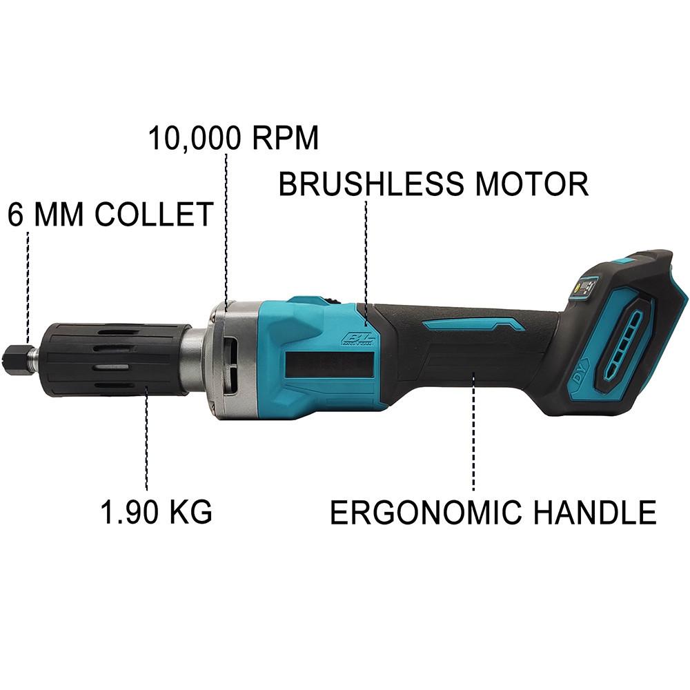 Бесщеточная шлифмашинка 6 мм 2000 Вт Электрическая аккумуляторная с регулируемой скоростью Роторные инструменты Для аккумулятора 18 В 35000 об/мин