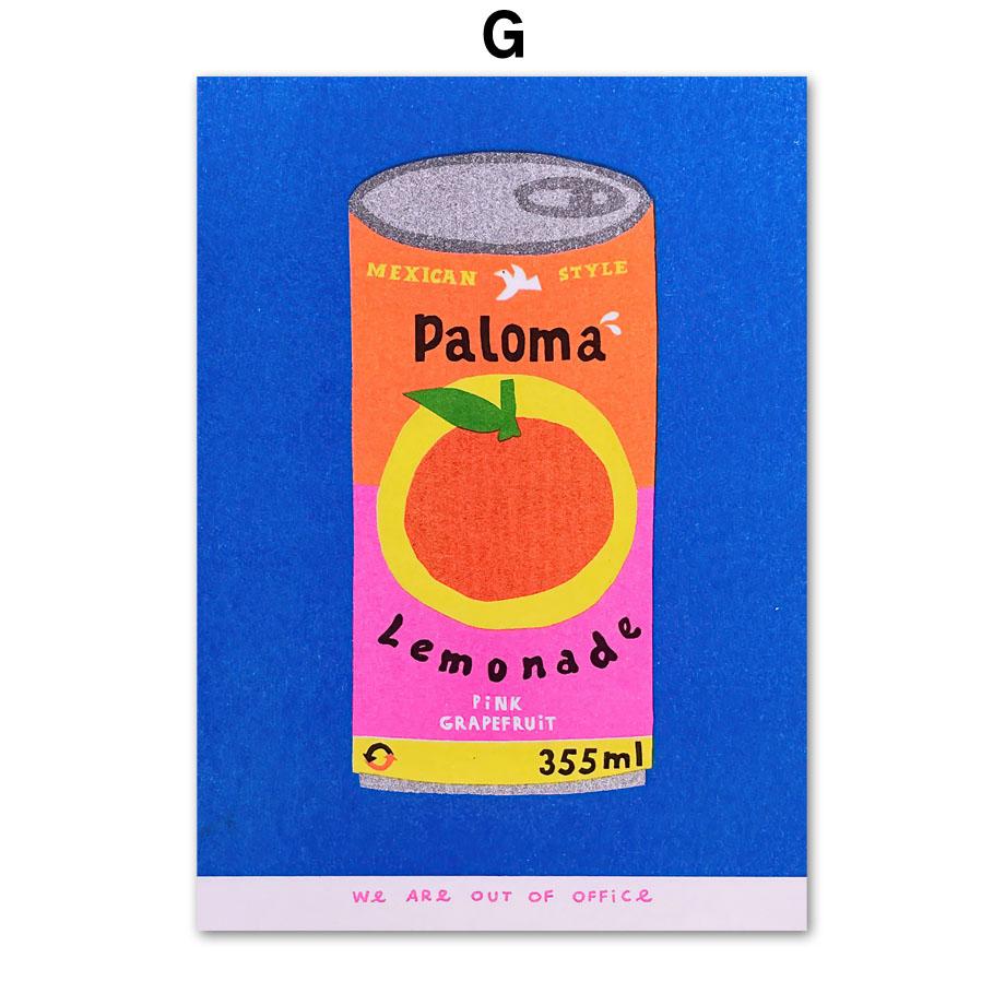 Japanese Pink Cherry Blossom Ink Canned Sardine Tomato Wall Art Painting Nordic Poster Packaged Print Pictures Living Room Decor