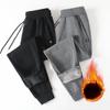 Men's Casual Trousers - Loose-Fit Cuffed Sweatpants Autumn/Winter Straight-Leg Fleece-Lined Men's Trousers Plus Size Sports Trousers for Men
