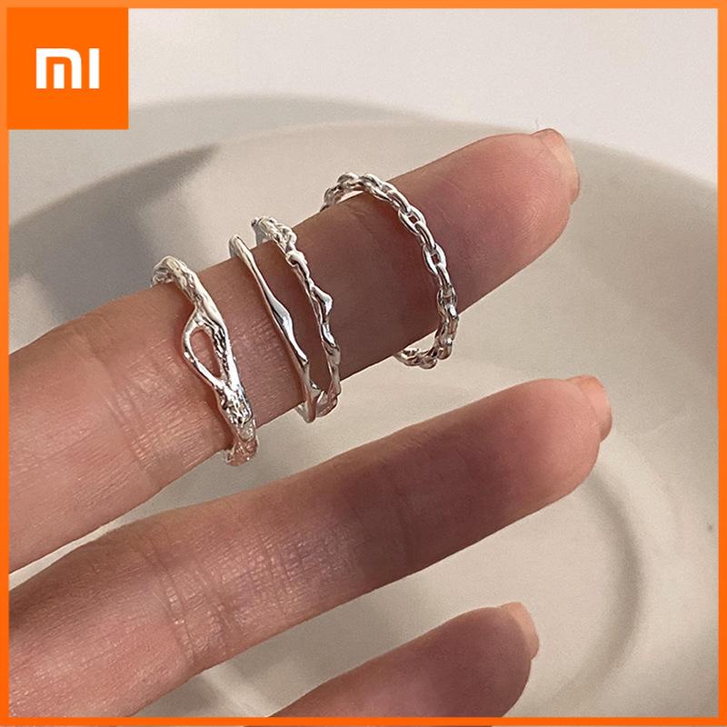Xiaomi 925 Sterling Silver Unique Narrow Lines Ring For Women Jewelry Finger Adjustable Open Vintage Ring For Party Birthday Gift
