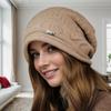 Hat Women's Autumn and Winter Warm Fleece Knitted Wool Hats