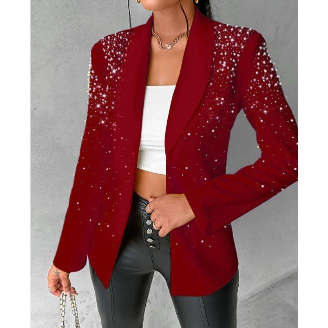 GMXIA Женский винтажный повседневный однотонный принт осень-зима с длинным рукавом и воротником-поло, куртки и пальто костюм