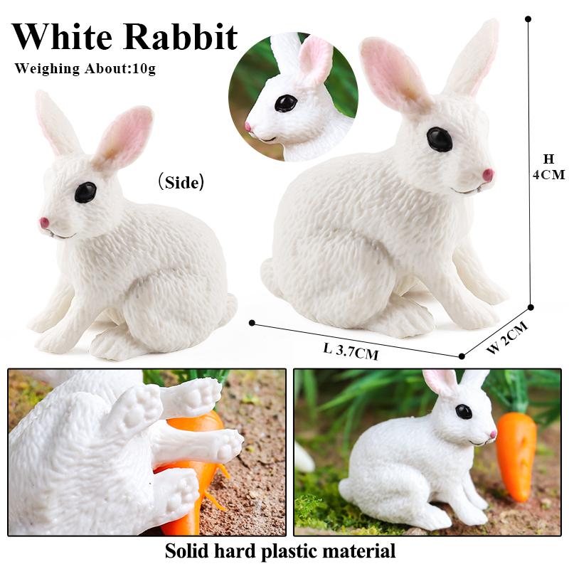 Oenux Lovely Farm Rabbit Bunny Model Action Figure Figurine Wild Desert Cottontail Hare Cute PVC Decoration Education Kid Toy