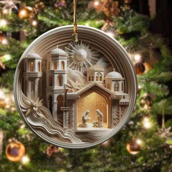Акриловый кулон Рождественское украшение со шнурком Легко повесить Рождественский вертеп Подвеска