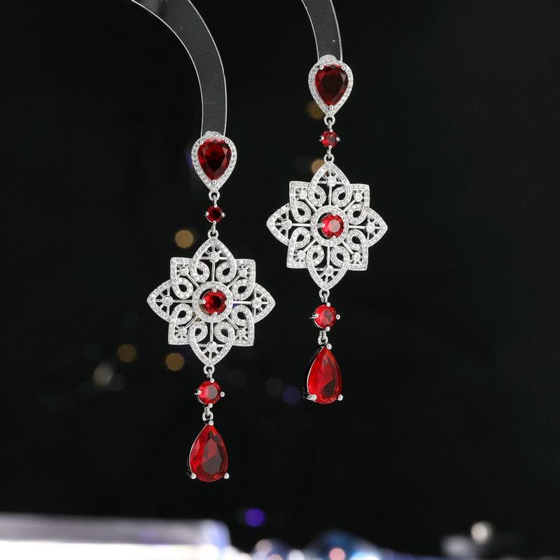 Легкие роскошные серьги высокого класса для свадебного банкетного платья с длинными ажурными серьгами в форме капель воды