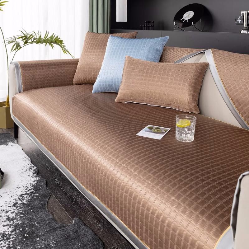 Summer Ice Silk Sofa Cushion, Summer Non-Slip Simple Mat Seat Cushion Rattan Mat  New Breathable And Washable