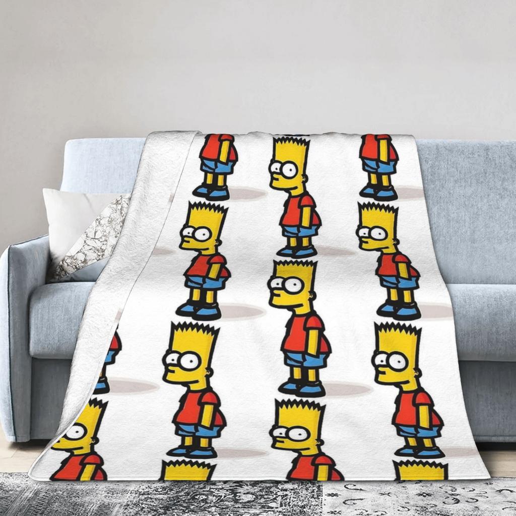 Bart S-Simpsons Bedding Throws Soft Cozy Funny Blanket For Living Room Picnic Flannel Bedspread Bed Cover