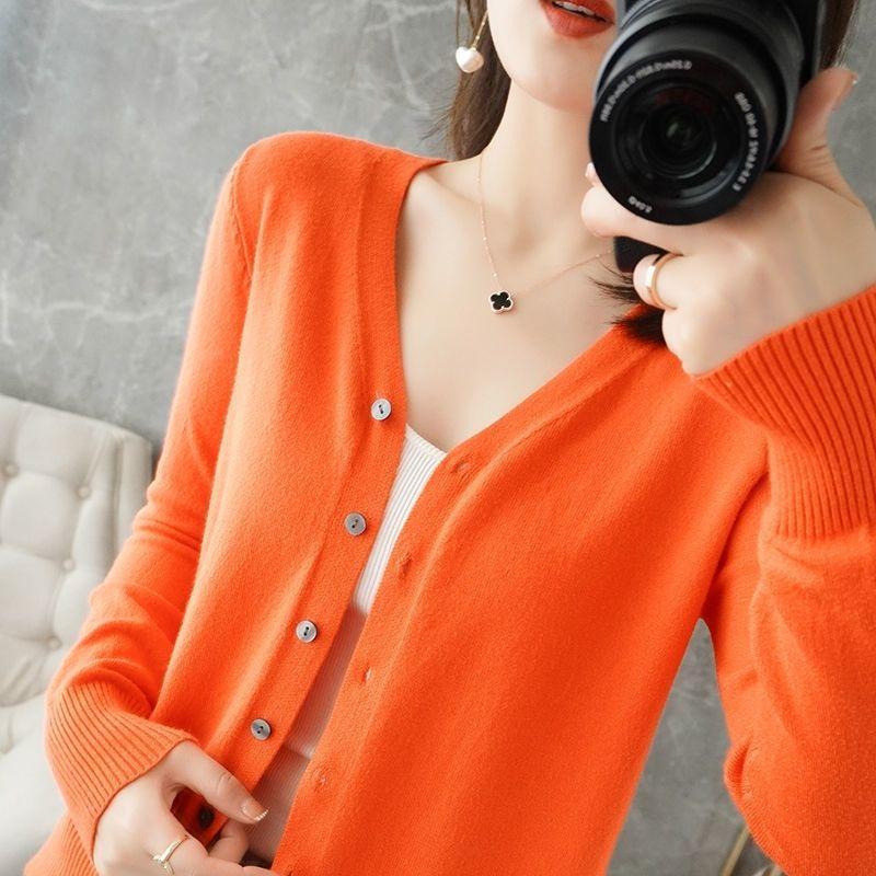 Женский кардиган, свитер с круглым вырезом, осенне-зимний вязаный свитер, женский однотонный свитер с длинными рукавами