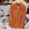 Женский пиджак для весны и осени, женская одежда для поездок на работу, модный простой оранжевый цвет