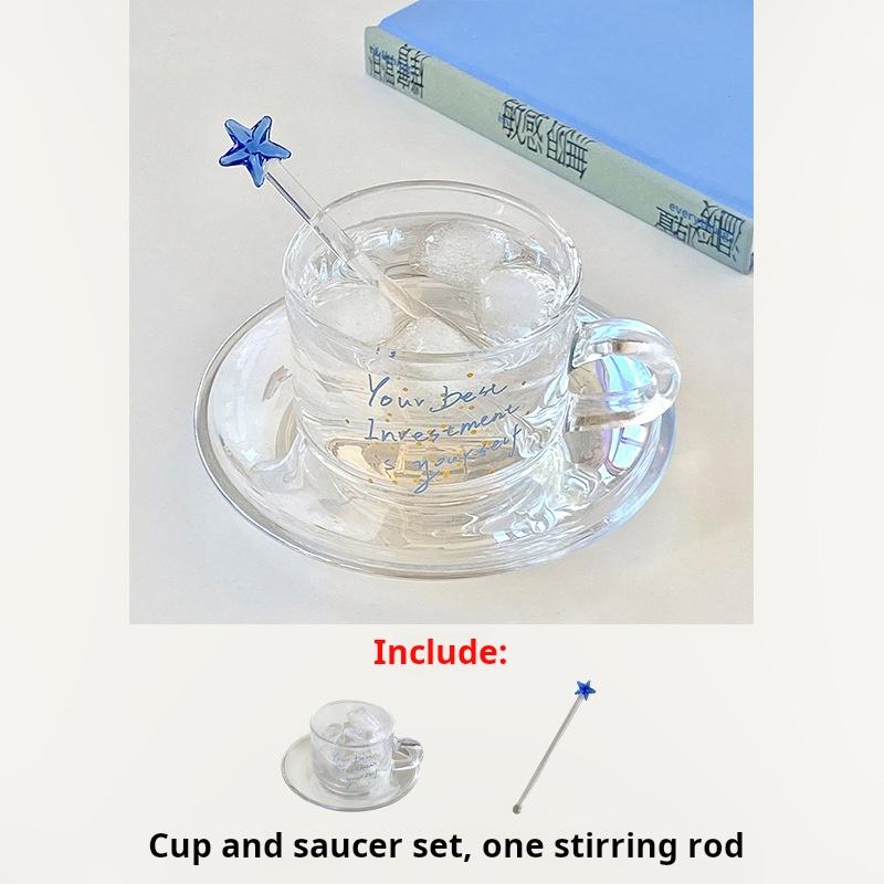 200ML High borosilicate glass espresso cup with stirrer, insulated double wall party preparation, 200ml coffee cup handle set