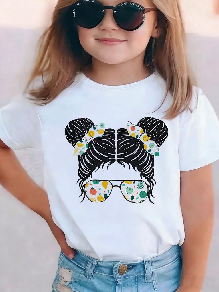 Fashion Girl Design Graphic Y2k T Shirts Manga Kids Childrens Tshirt Girls Summer Spring Casual Short Sleeve Top Tee Shirt