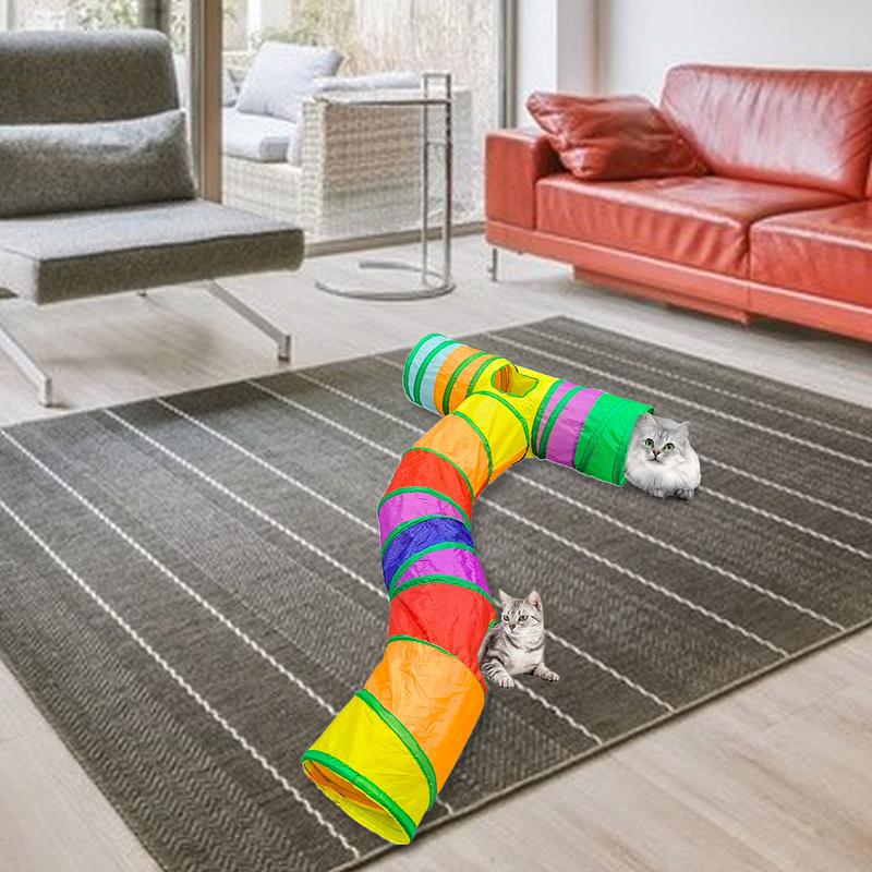 Туннель для кошек Интерактивный туннель для игр в помещении для кошек Отверстие для выглядывания Интерактивный домик для котят Красочные товары для питомцев для мелких пород Кроликов