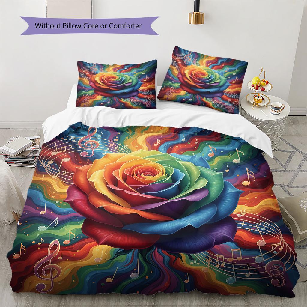Rainbow ball, rose Pattern Bedding Quilt Set Quilt Cover Pillowcase Home Decoration Birthday Gift (1 * duvet cover + 2 * pillowcase, without core)