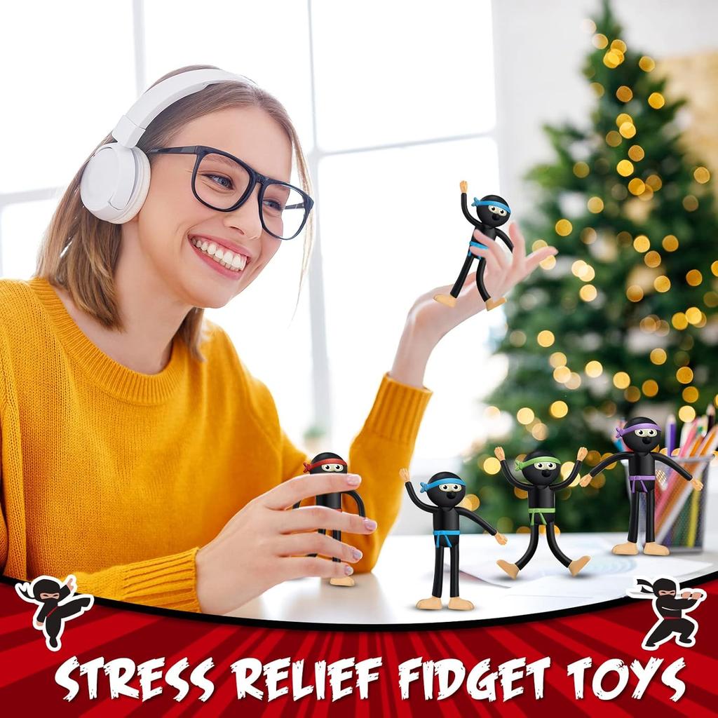 Hungdao 24 шт. Гибкие игрушки-ниндзя для мальчиков и девочек, Гибкие фигурки ниндзя, Гибкие игрушки, Сувениры для вечеринки в стиле ниндзя, Игрушки для вечеринки в честь дня рождения, Подарок