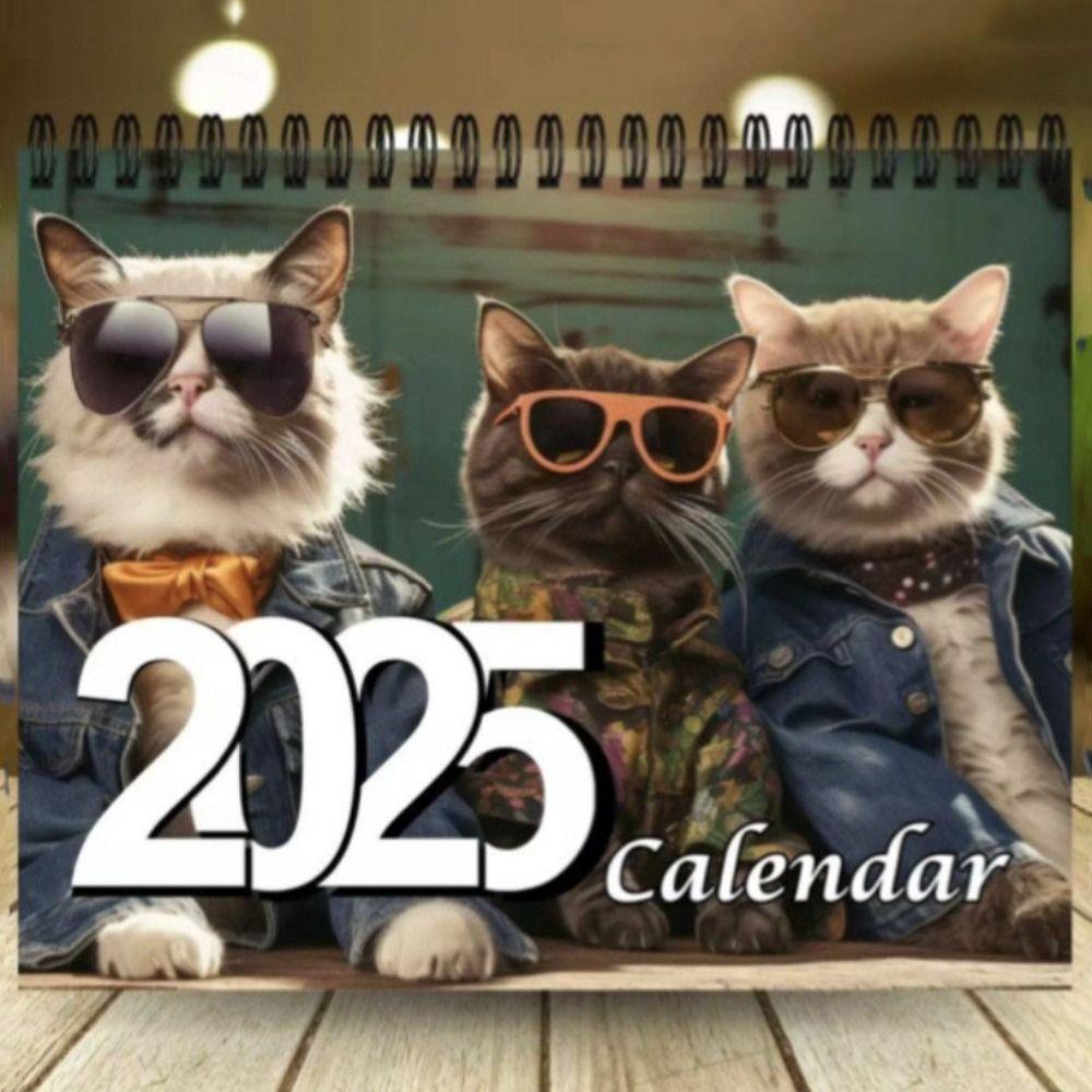Dark Fores Cartoon Cat Calendar Original Illustrations Hanging Wall Calendary Office Calendar