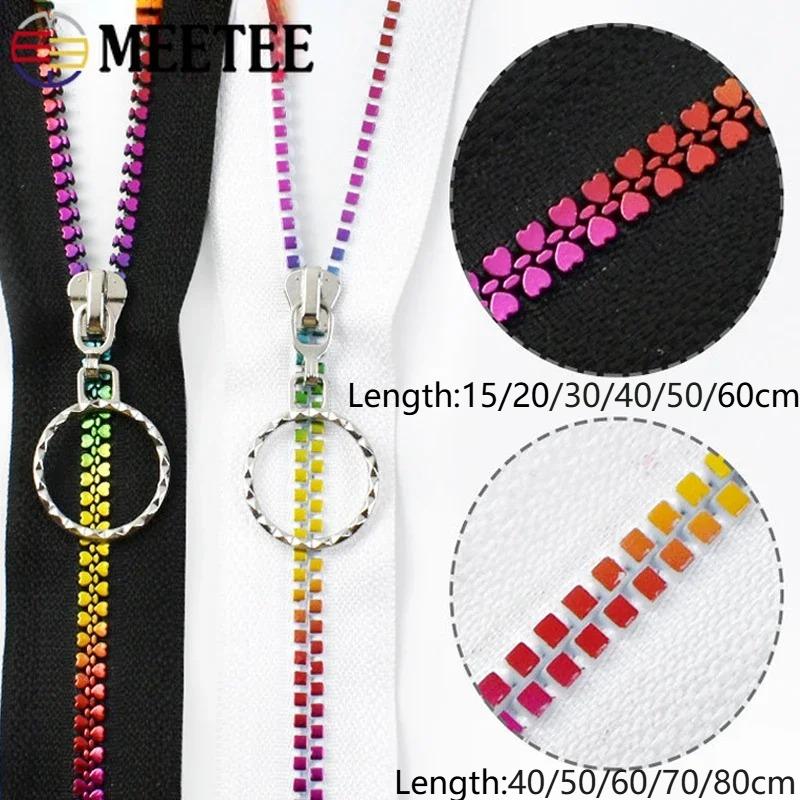 1/2 шт. Молния из смолы №5 15-80 см Открытый/Закрытый конец Автоматическая блокировка Молнии Радужные зубцы Молния Сумка Пальто Наборы для ремонта Молнии Швейные принадлежности