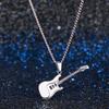 European and American Titanium Steel Guitar Pendant Mens Metal Instrument Necklace